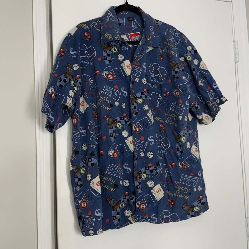 D'em Crazy Vintage Casino Gambling All Over Print Button Down Shirt